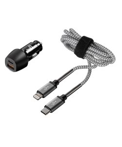 Lampa Kit 2 in 1 Lightning PRO Caricatore Usb Doppia Presa Nero 100cm
