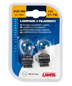 Lampada 2 filamenti P27W 2 pezzi