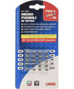 Lampa Set Micro-Fusibili in Vetro 12V/32V 10 Pezzi per Auto