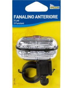 Fanale anteriore bici tre LED bianchi aggancio al telaio