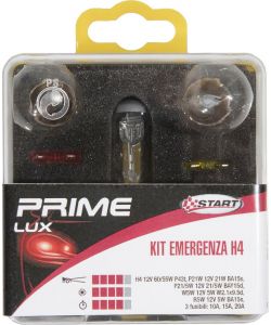 H4 Kit Emergenza Alogena per luci auto 12V 5 lampade+2 fusibili