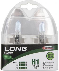 H1 Long Life Coppia di lampadine per luci auto 12V 55W P14,5s