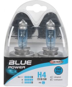 H4 Blue Power Coppia di Lampadine Xenon per luci auto 12V 60/55W P43t