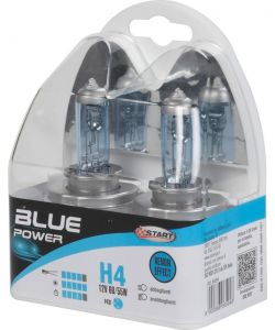 H4 Blue Power Coppia di Lampadine Xenon per luci auto 12V 60/55W P43t