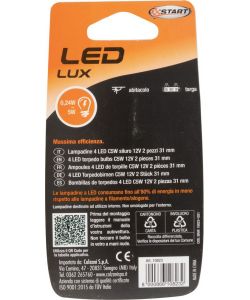 Lampadine siluro auto 6 Led 12V 1,5W due pezzi 31 mm