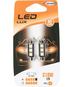 Lampadine siluro auto 3 Led 12V 10W due pezzi 41 mm illuminazione