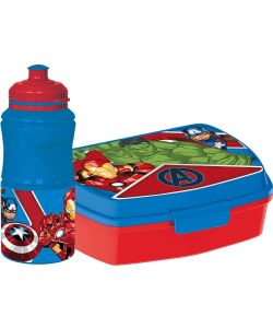 Set borraccia da 380 ml e Sandwich Box per bambini in plastica Avengers