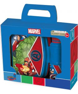 Set borraccia da 380 ml e Sandwich Box per bambini in plastica Avengers
