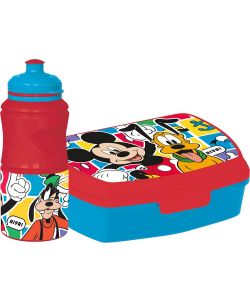 Set borraccia da 380 ml e Sandwich Box per bambini in plastica Mickey Mouse