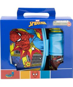 Set borraccia da 380 ml e Sandwich Box per bambini in plastica Spiderman