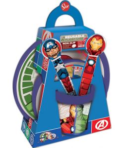 Set Pappa per bambini antiscivolo in plastica 5 pezzi Avengers