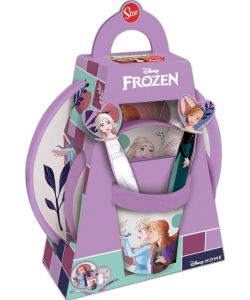 Set Pappa per bambine antiscivolo in plastica 5 pezzi Frozen