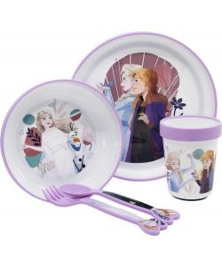 Set Pappa per bambine antiscivolo in plastica 5 pezzi Frozen