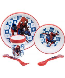 Set Pappa per bambini antiscivolo in plastica 5 pezzi Spiderman