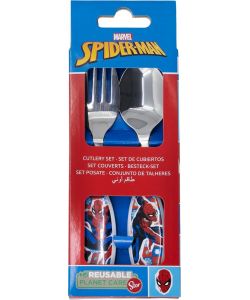 Set 2 posate per bambini in acciaio Spiderman