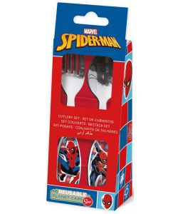 Set 2 posate per bambini in acciaio Spiderman