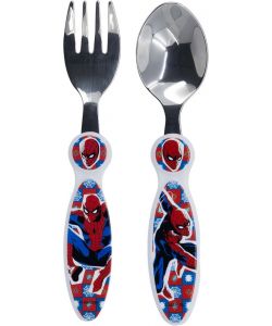 Set 2 posate per bambini in acciaio Spiderman