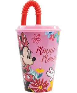 Bicchiere in plastica con cannuccia Minnie 430 ml