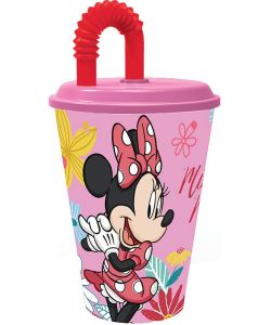 Bicchiere in plastica con cannuccia Minnie 430 ml