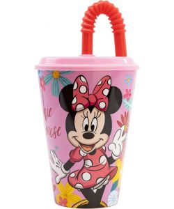 Bicchiere in plastica con cannuccia Minnie 430 ml