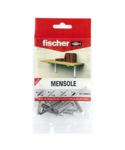 Kit Fissaggio Mensole - 6 Tasselli D.6mm - Viti 4,5x40mm - Punta Muro