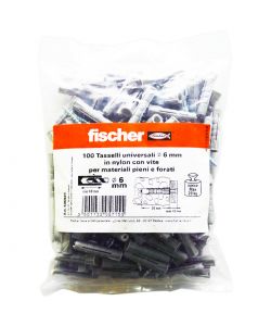 100 tasselli in nylon fischer diametro 6 con vite