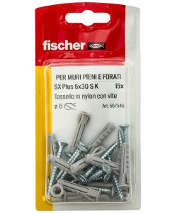 Fischer Tassello Nylon SX Plus 6x30 - Blister da 15 pz - Fissaggio Sicuro