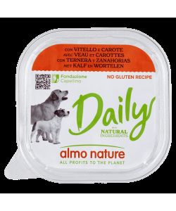 Almo Nature Alimento Umido per Cani Adulti Vitello e Carote 300 g