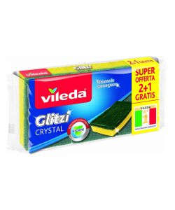 Vileda Spugna da Cucina Glitzi Crystal Gialla 3 Pezzi Antibatterica