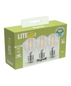 Beghelli 3 Lampadine Lite Led Goccia E27 - 7W 1000lm 6500K