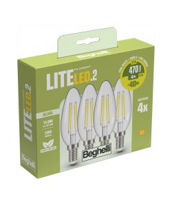Beghelli 4 Lampadine Lite Led Oliva E14 - 4W 470lm 4000K