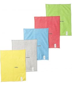 Apex Set 5 Panni Microfibra Colorati 30x38 cm per Pulizia Casa