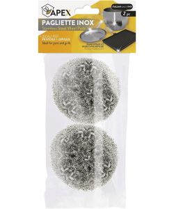 Apex Pagliette Maxi Inox 2 Pezzi - Pulizia Efficace Pentole Griglie
