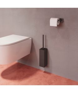 Portascopino da Terra in Acciaio Inox Nera Opaca 44 cm