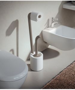 Gedy Piantana Wendy Porta Scopino e Rotolo Bianco e Grigio 69.8 cm