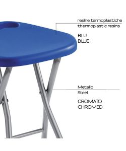 Gedy Sgabello Pieghevole Blu 30x29.3x46.5 cm per Arredobagno