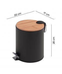 Portarifiuti con pedale 3L Bambu Nero