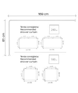 Telaio Angolare Doccia Bianco 80x170 cm in Alluminio Fissaggio Senza Viti