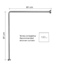 Gedy Asta Angolare Tenda Doccia - Alluminio Anodizzato Cromato - 81 cm