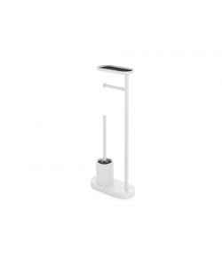 Gedy Piantana Porta Rotolo e Scopino Bagno Bianco Opaco 68 cm