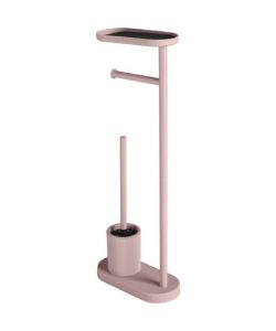 Gedy Piantana Porta Rotolo e Scopino Bagno Rosa Opaco 68 cm