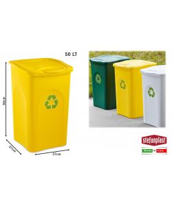 Stefanplast Pattumiera Begreen Gialla 50L per Raccolta Differenziata 37x37x56 cm