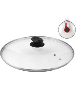 Home Coperchio Vetro Bordo Inox 32 cm Rotondo Argento per Pentole