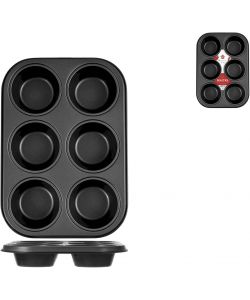 Home Stampo Muffin Maitre 6 Posti Antiaderente Nero 27x18,5 cm