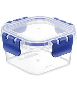 HeH Contenitore Alimentare Quadrato 400 cc Trasparente Blu Chiusura Ermetica