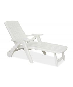 Lettino Pieghevole Cancun Bianco 72x190 cm con Ruote e Schienale Regolabile