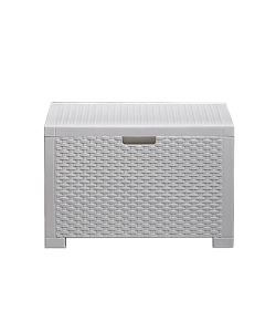 Set Salotto da Giardino Rattan Bianco Divanetto 2 Poltrone e Tavolino Contenitore - Nebraska Bica