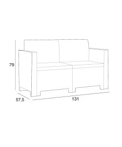 Set Salotto da Giardino Rattan Bianco Divanetto 2 Poltrone e Tavolino Contenitore - Nebraska Bica