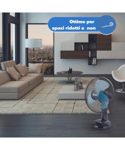 Ardes Ventilatore da Tavolo 40W D.30cm - Nero e Turchese - 3 Velocità