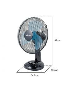 Ardes Ventilatore da Tavolo 40W D.30cm - Nero e Turchese - 3 Velocità
